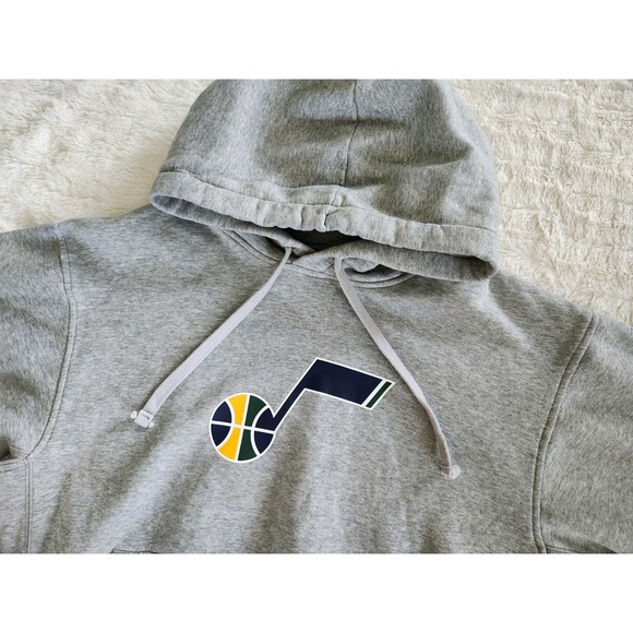 Nike NBA Utah Jazz Pullover Hoodie Long Sleeve Gray Jazz Logo Mens Medium - Picture 1 of 9